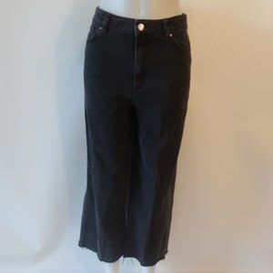 *Womens Ming Denim Black Wide Leg Fray Carol Denim Jean 6